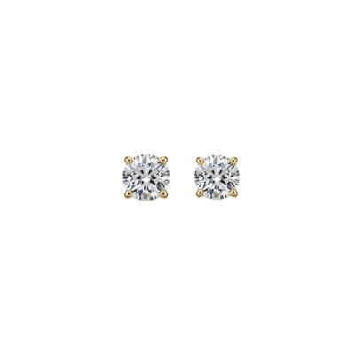 lab grown diamond studs in 14k yellow gold front 