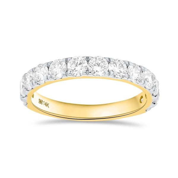 lab grown diamond band set in yellow gold 