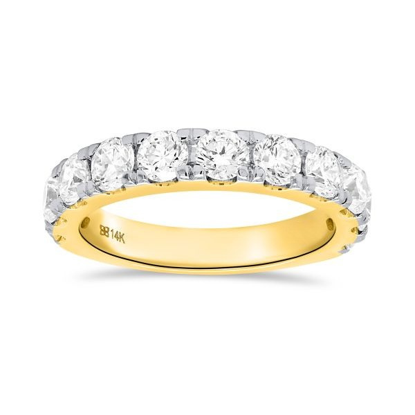 lab grown diamond band set in yellow gold 
