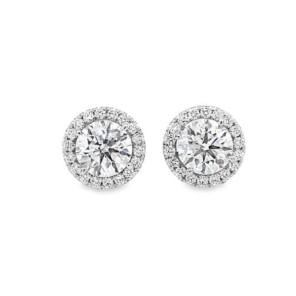 4.50ctw Lab Grown Diamond Halo Earrings 14k White Gold 