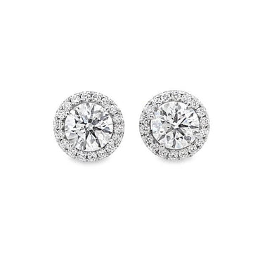 4.50ctw Lab Grown Diamond Halo Earrings 14k White Gold 