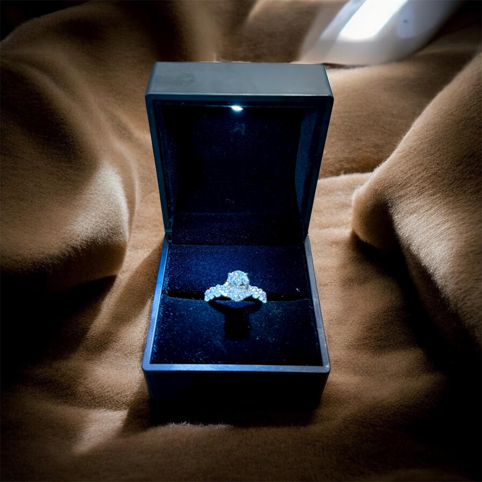Lab Grown Diamond 2.3 CT Oval  with Side Ovals 3.35ctw  in 14K White Gold! NEW IN STOCK