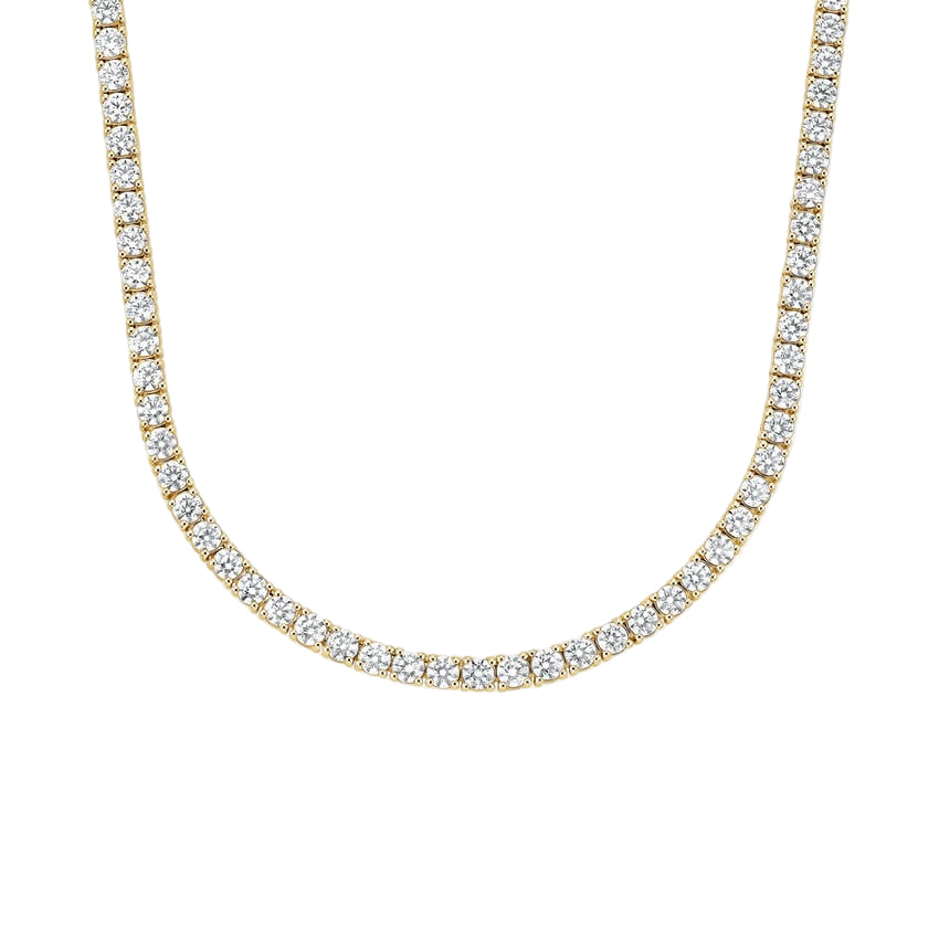 lab grown Diamond necklace on a white background in 14k yellow gold 